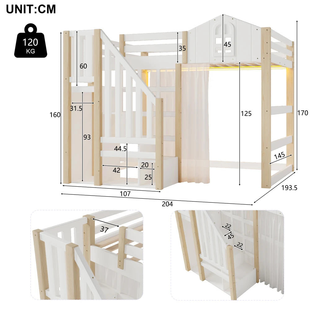 Lit cabane superposé enfant 120x200 « Éden »