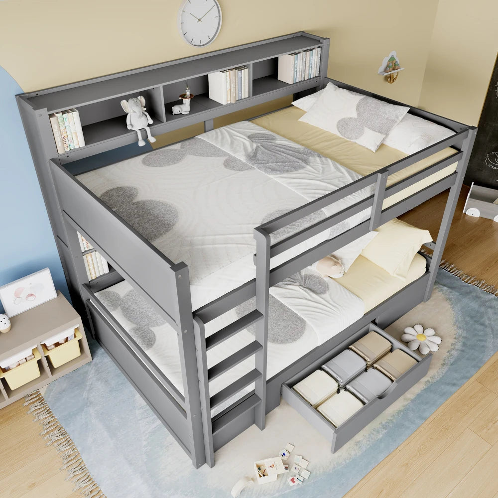 Lit superposé enfant avec rangements 90x200 « Atlas »