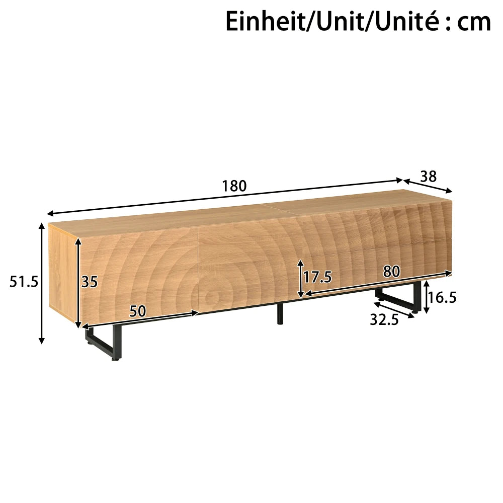 Meuble TV 180 cm sur Pieds – Finition Bois Naturel & Design Scandinave