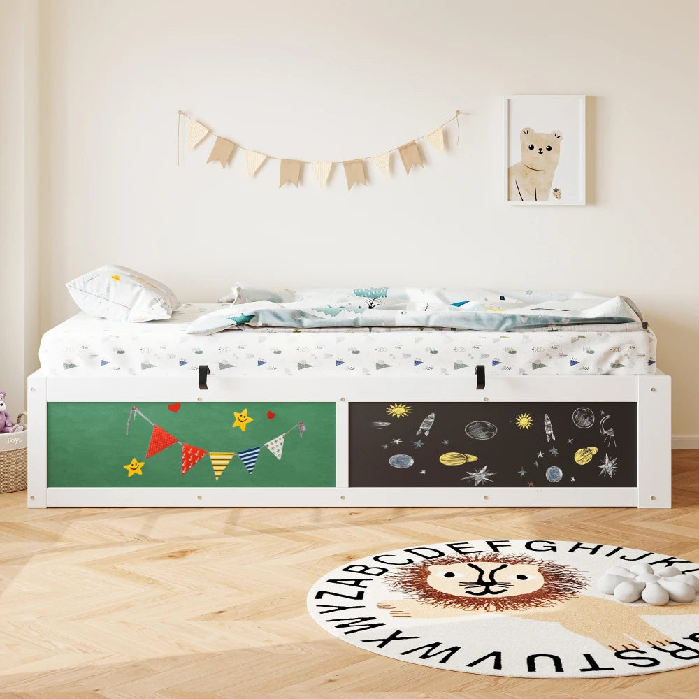 Lit enfant 90x200 avec coffre de rangement « Nova » – Blanc