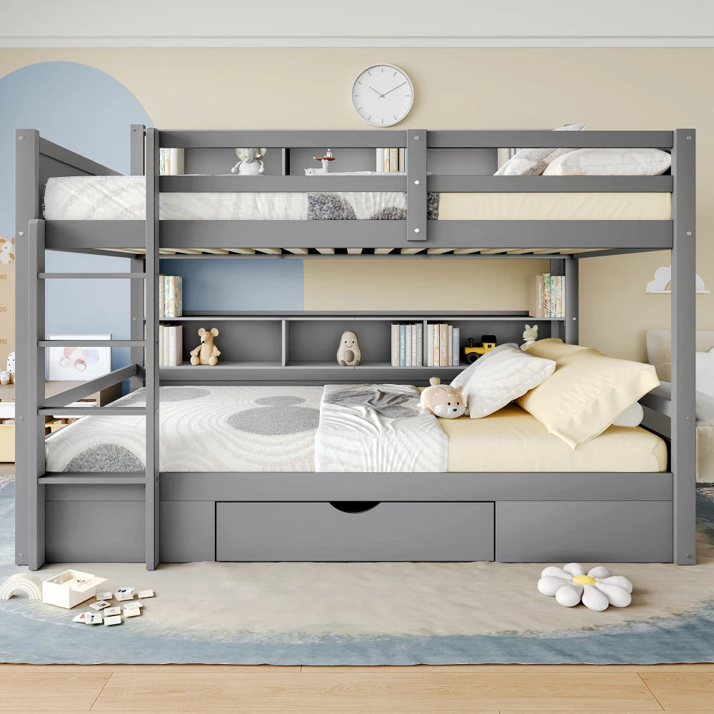 Lit superposé enfant avec rangements 90x200 « Atlas »