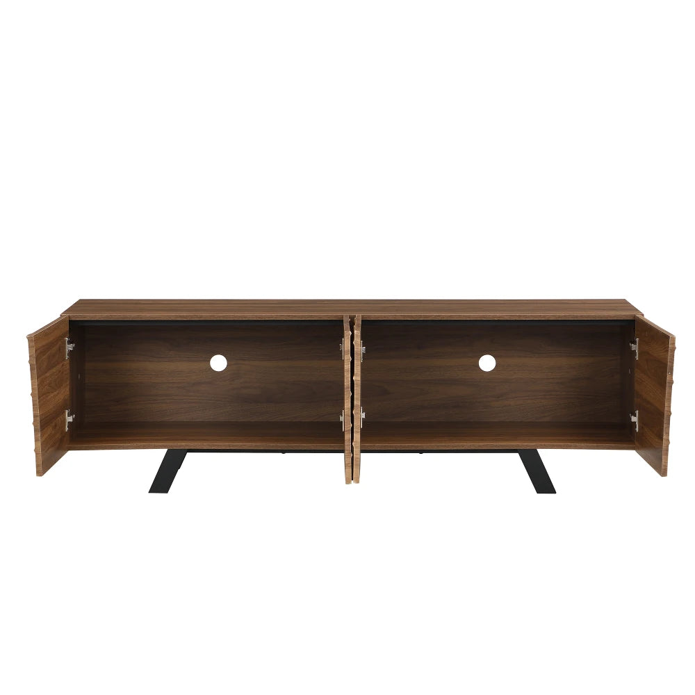 Meuble TV 160 cm Bois Noyer – Façade Géométrique Design Moderne