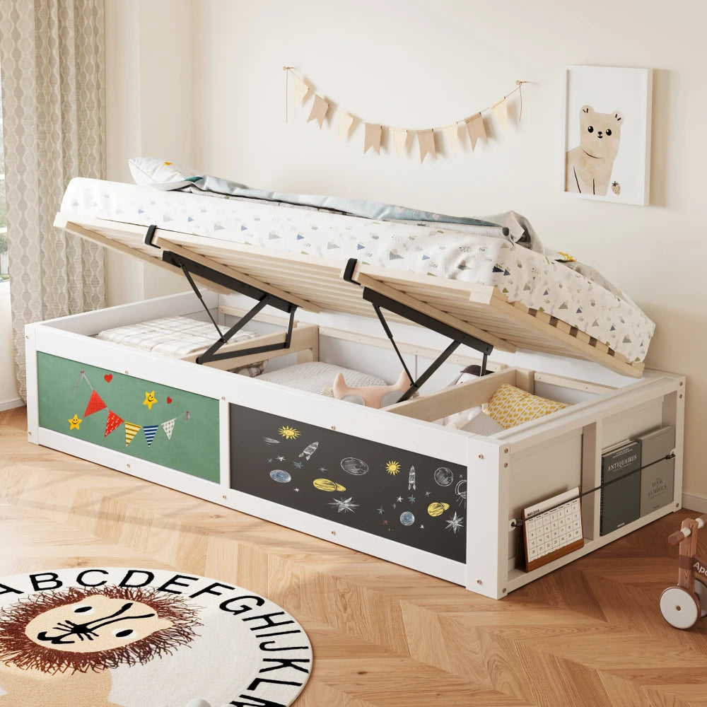 Lit enfant 90x200 avec coffre de rangement « Nova » – Blanc