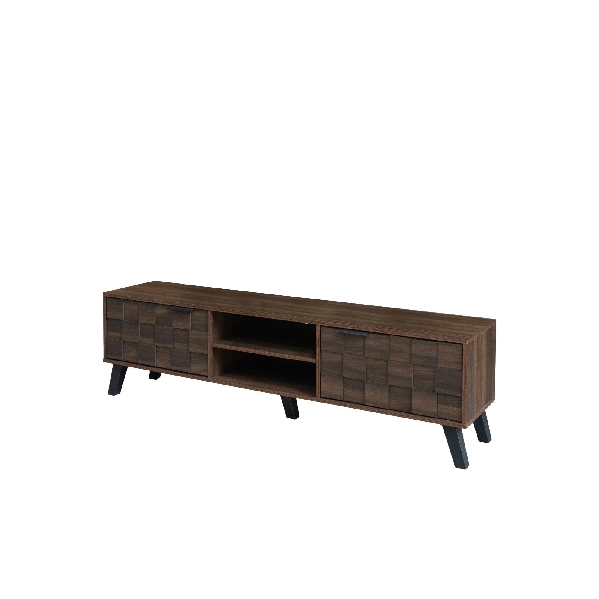 Meuble TV 160 cm Bois Foncé – Style Industriel avec Rangements