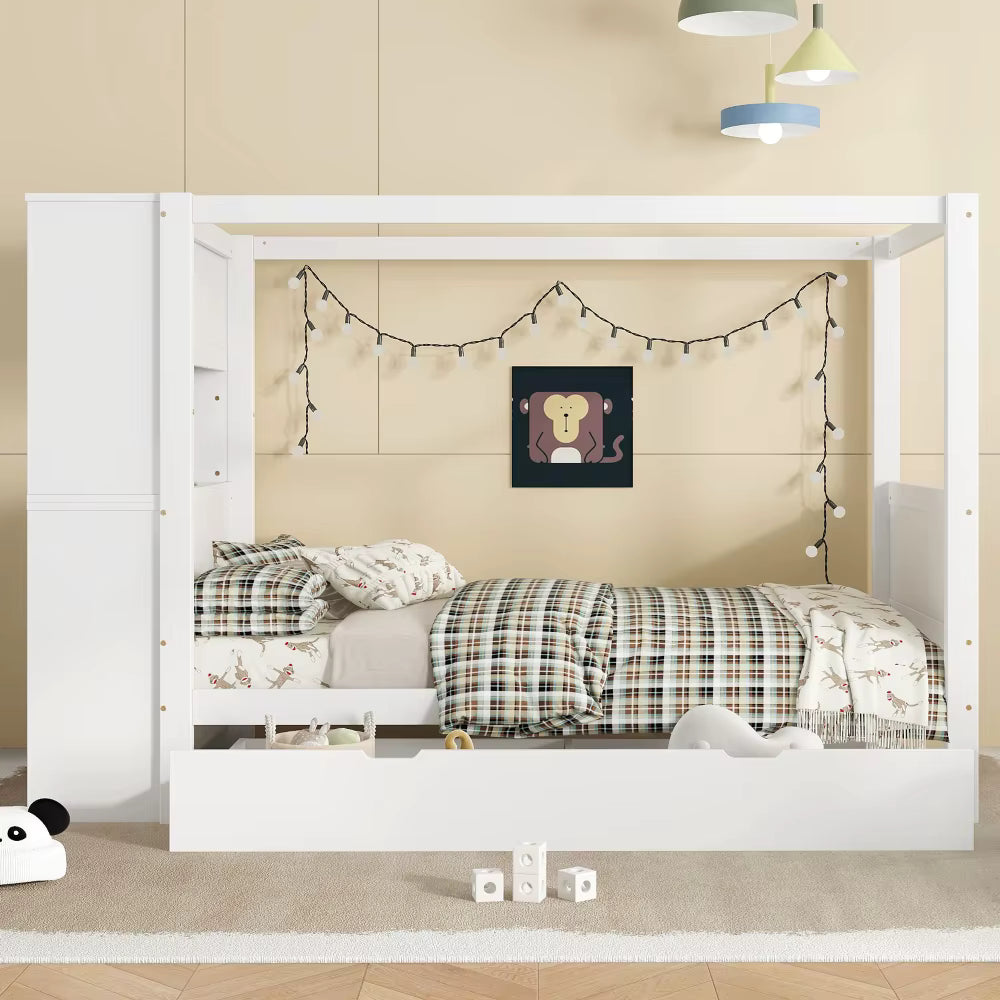 Lit mezzanine enfant avec rangements « Atlas » – Bois clair