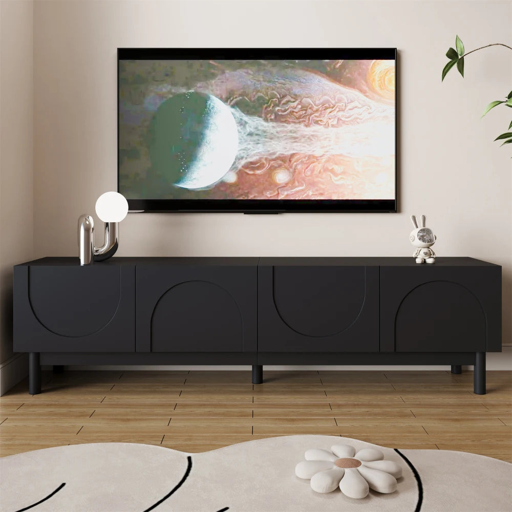 Meuble TV ORION– 169 cm – Noir Mat – Design Contemporain