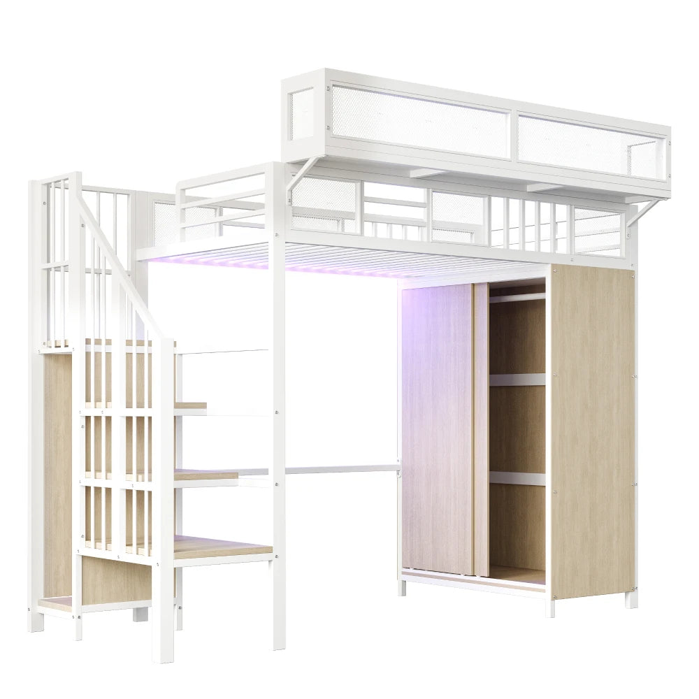 Lit mezzanine enfant avec éclairage LED 90x200 « Orion »