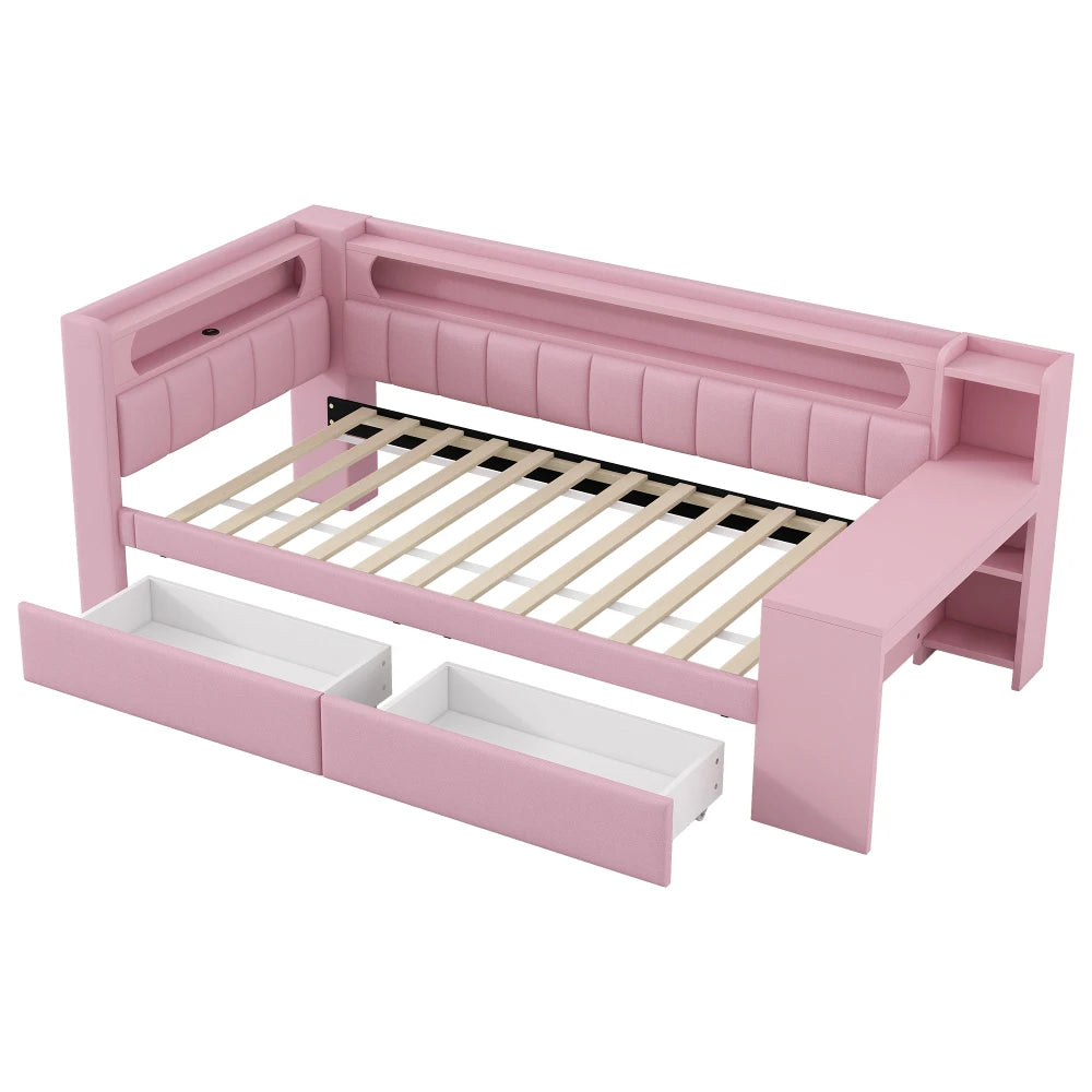 Lit enfant avec rangements 90x120 et éclairage LED « Nova »