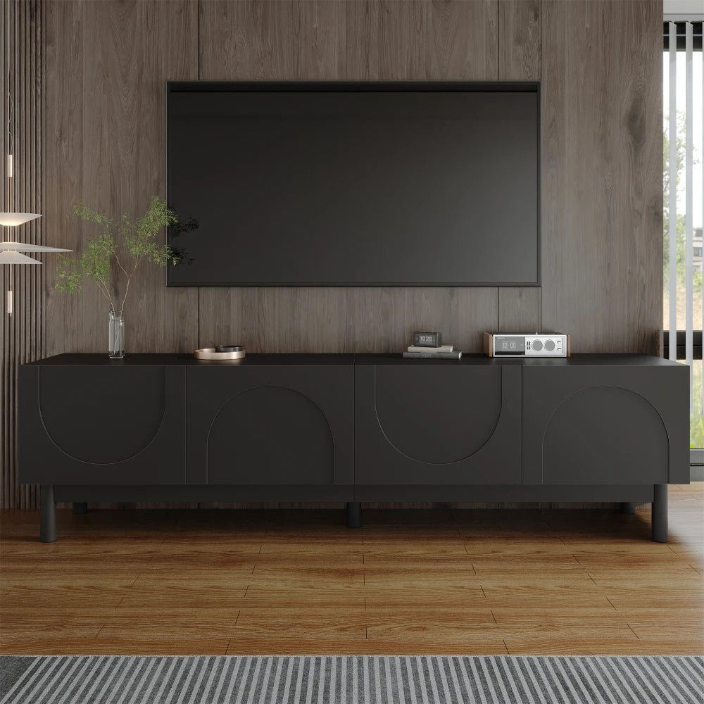 Meuble TV ORION– 169 cm – Noir Mat – Design Contemporain