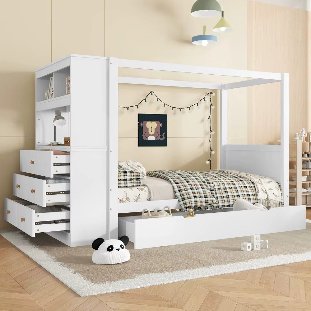 Lit mezzanine enfant avec rangements « Atlas » – Bois clair