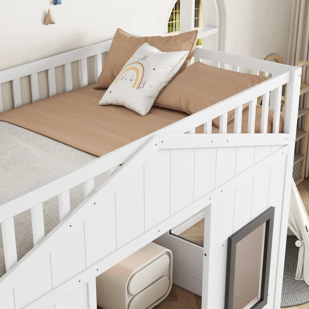 Lit cabane enfant avec espace jeux 90x200 « Néo »