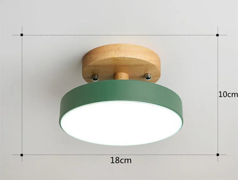 Plafonnier LED Rond Coloré Design Minimaliste – Finition Bois
