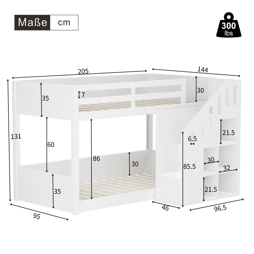 Lit superposé enfant avec rangements « Atlas » – Bois clair