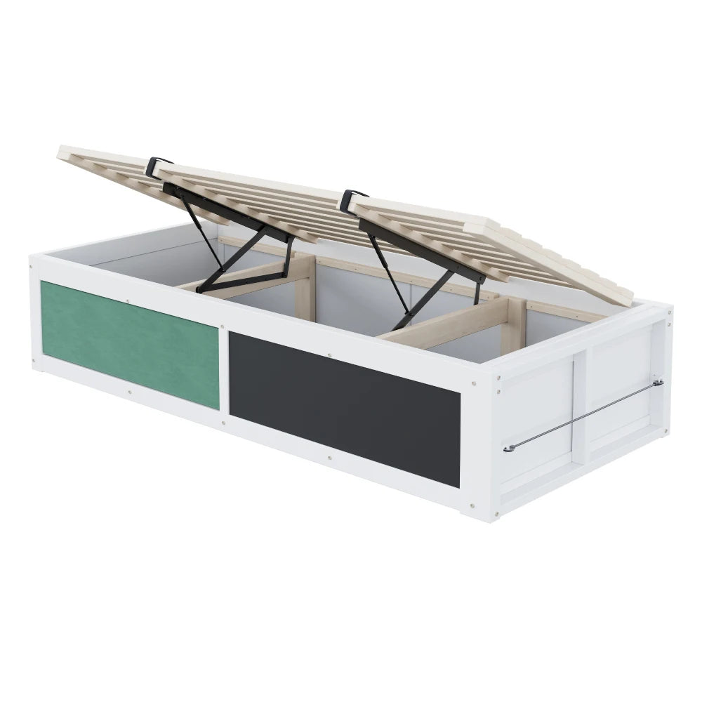 Lit enfant 90x200 avec coffre de rangement « Nova » – Blanc