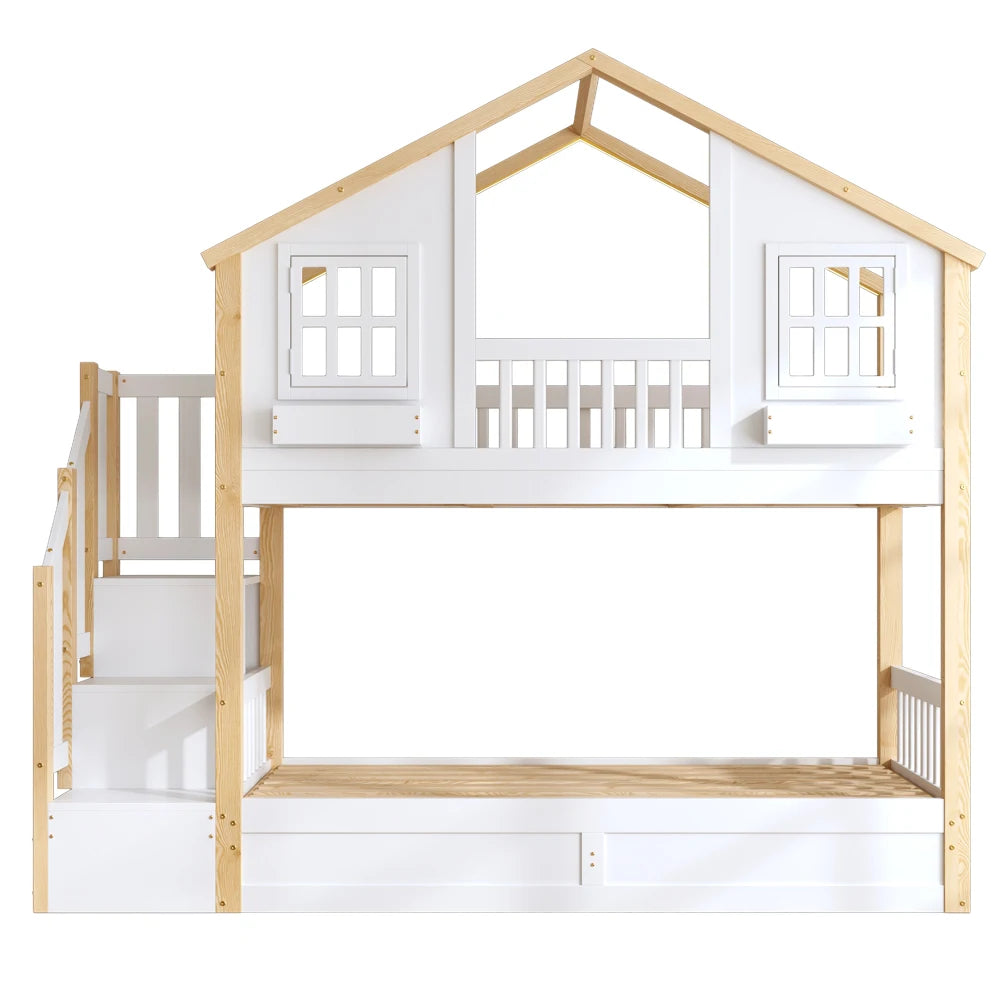 Lit cabane enfant avec coffre de rangement 90x200 « Néo »