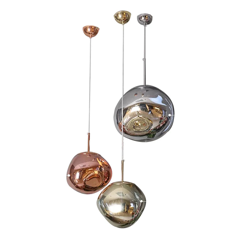 Suspension Luminaire Boule Verre Soufflé Effet Marbré – LED