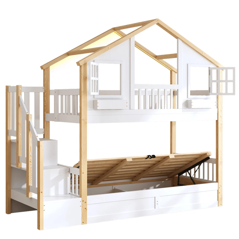 Lit cabane enfant avec coffre de rangement 90x200 « Néo »