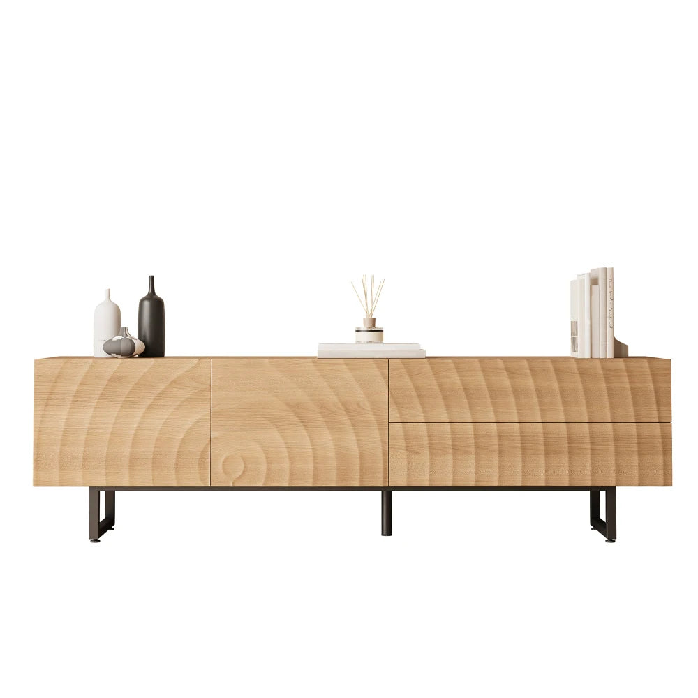 Meuble TV 180 cm sur Pieds – Finition Bois Naturel & Design Scandinave