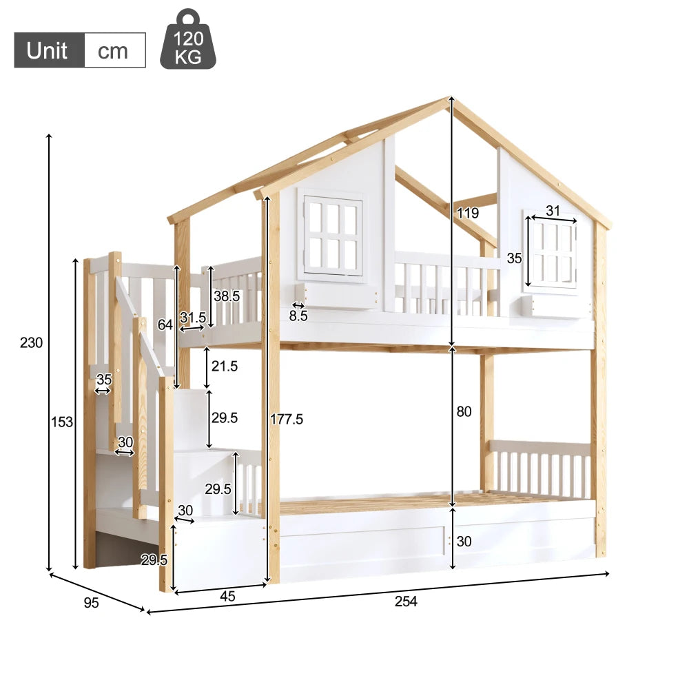 Lit cabane enfant avec coffre de rangement 90x200 « Néo »