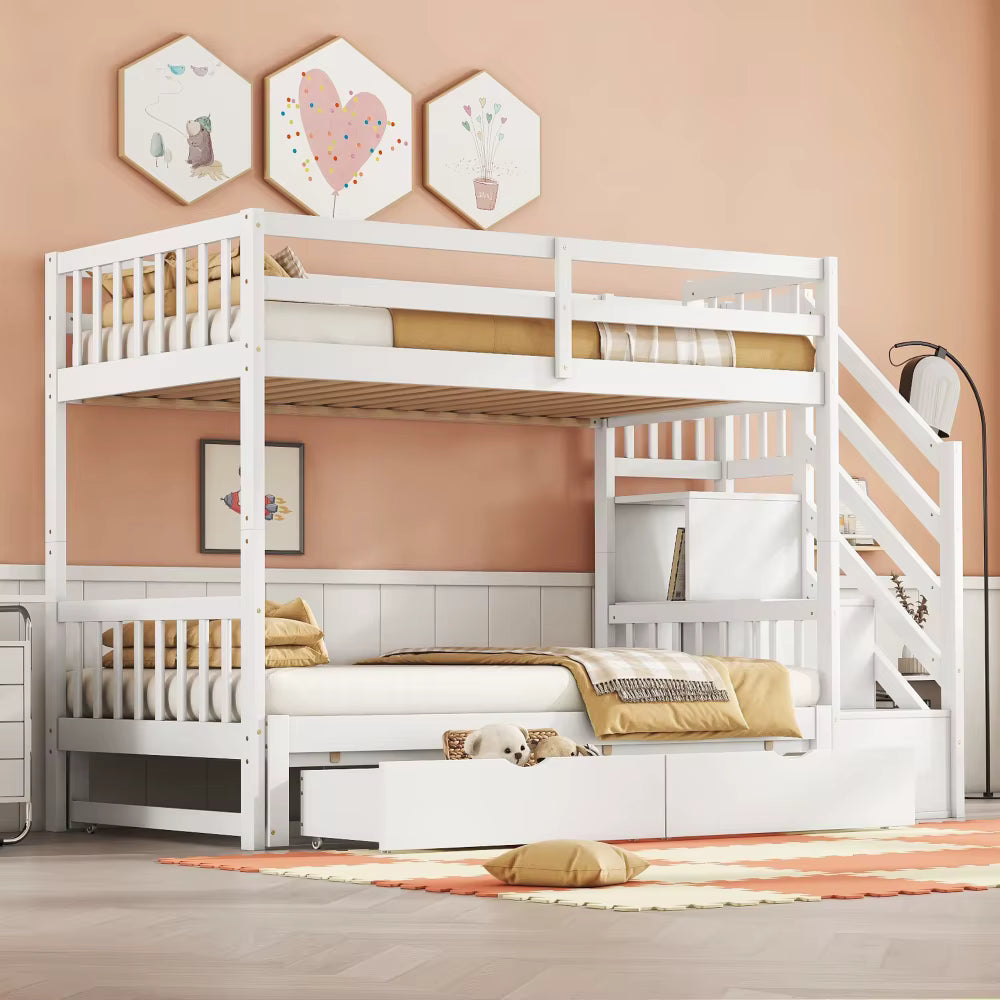 Lit superposé enfant en bois « Milo » – Blanc