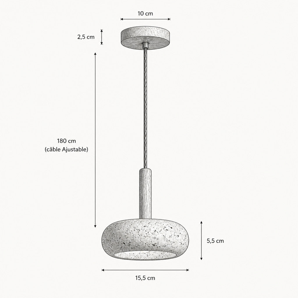 Suspension Luminaire Design Effet Pierre – LED Incluse