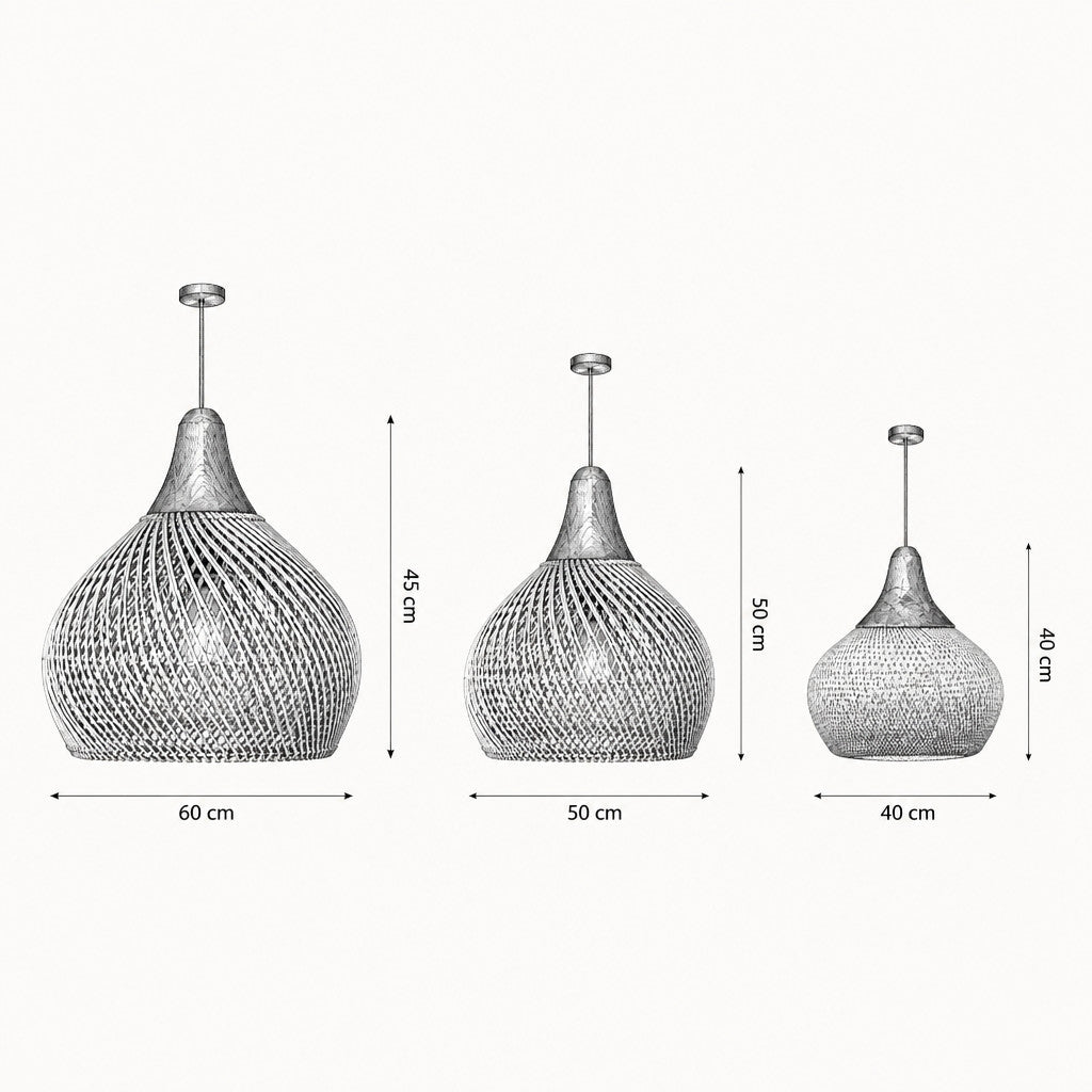 Suspension Luminaire Rotin Style Vintage