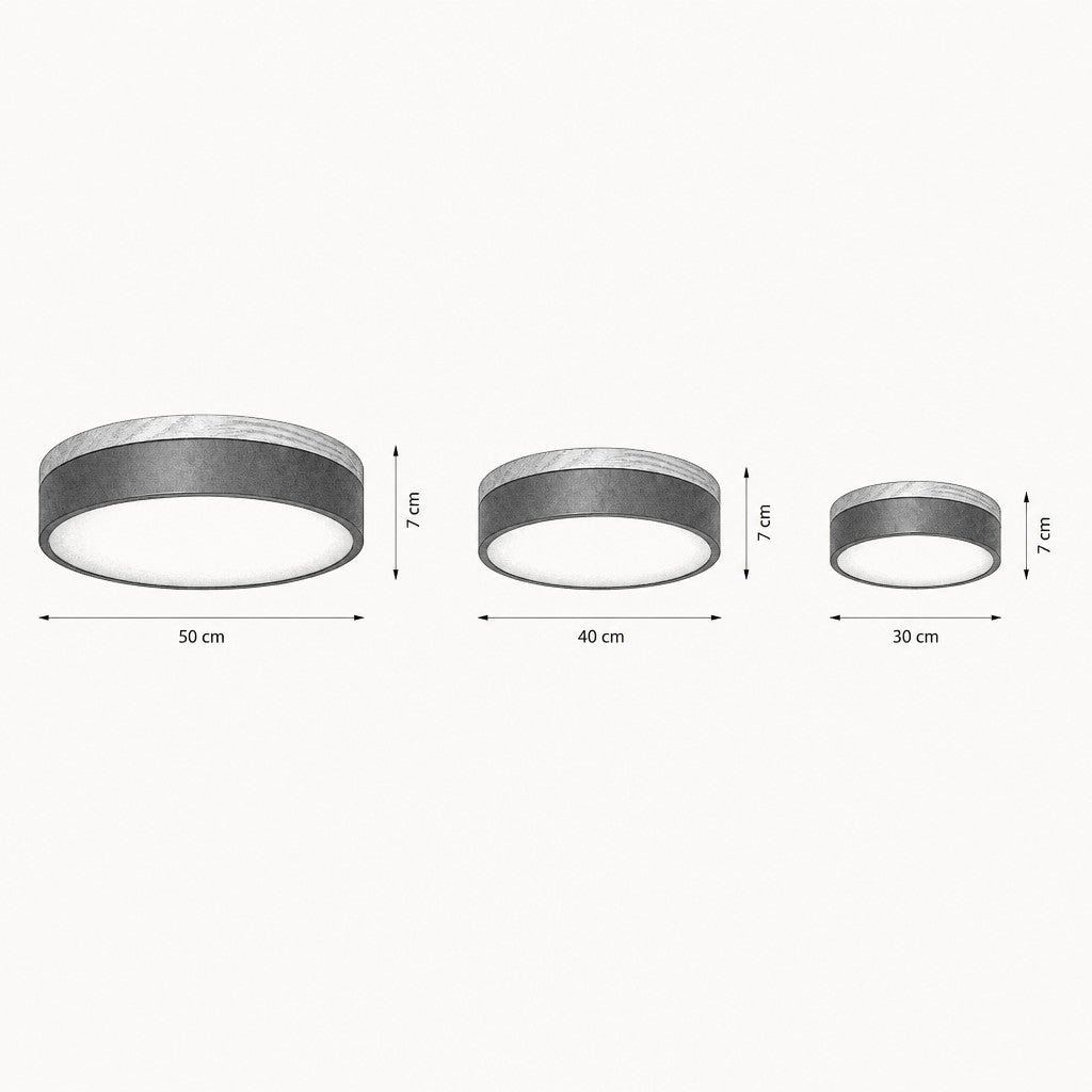 Plafonnier LED Rond Coloré Anneau Bois – Ø30/40/50cm