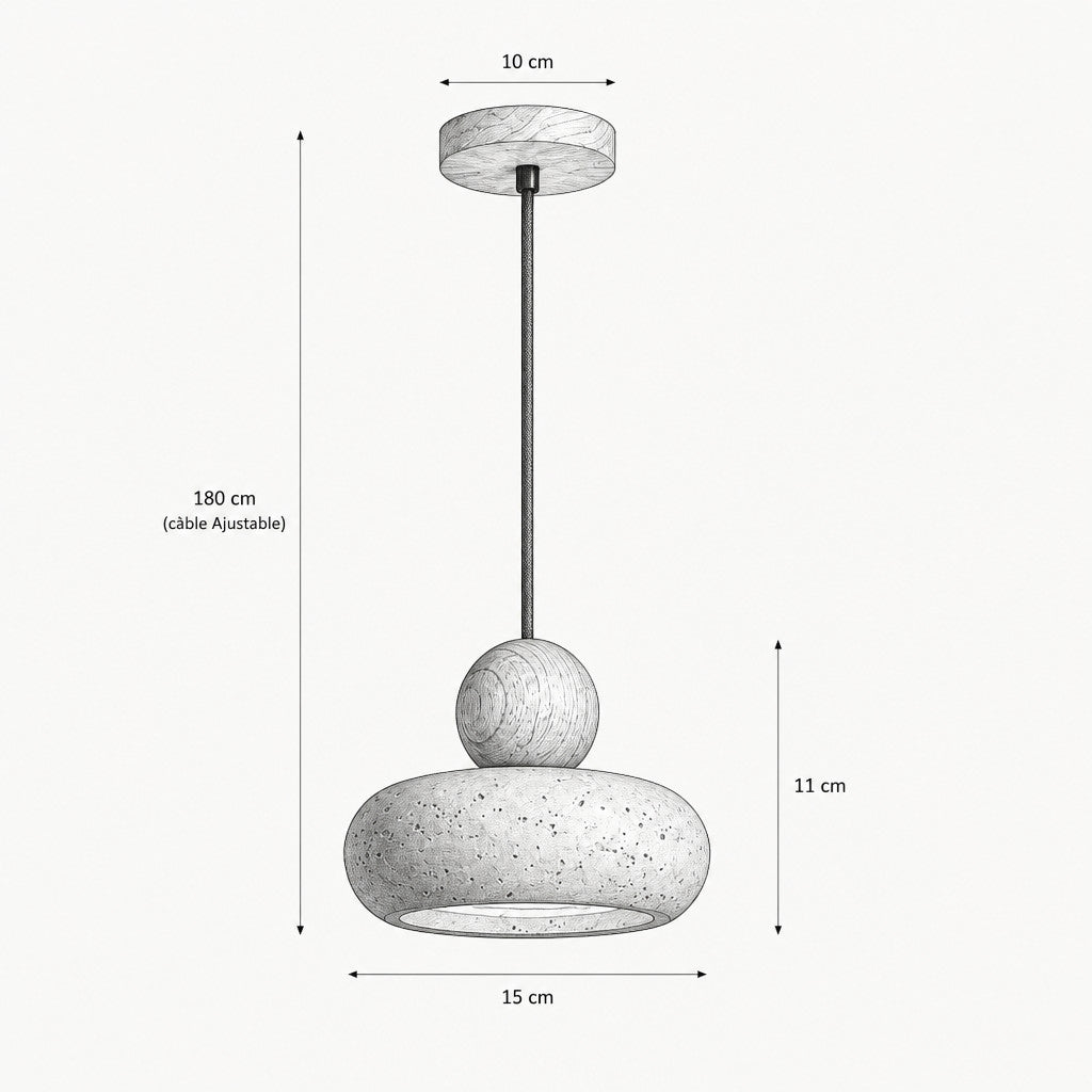 Suspension Luminaire Vintage Travertin – Finition Bois