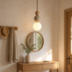Suspension Luminaire Grappe Boules Travertin – Accent Bois