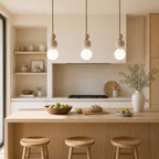 Suspension Luminaire Grappe Boules Travertin – Accent Bois