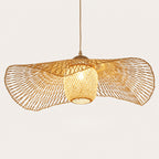 Suspension Luminaire Rotin Design Japonais Wabi Sabi – Forme Éventail