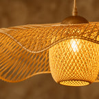 Suspension Luminaire Rotin Design Japonais Wabi Sabi – Forme Éventail