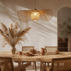 Suspension Luminaire Rotin Design Japonais Wabi Sabi – Forme Éventail