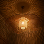 Suspension Luminaire Rotin Design Japonais Wabi Sabi – Forme Éventail