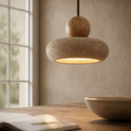 Suspension Luminaire Vintage Travertin – Finition Bois