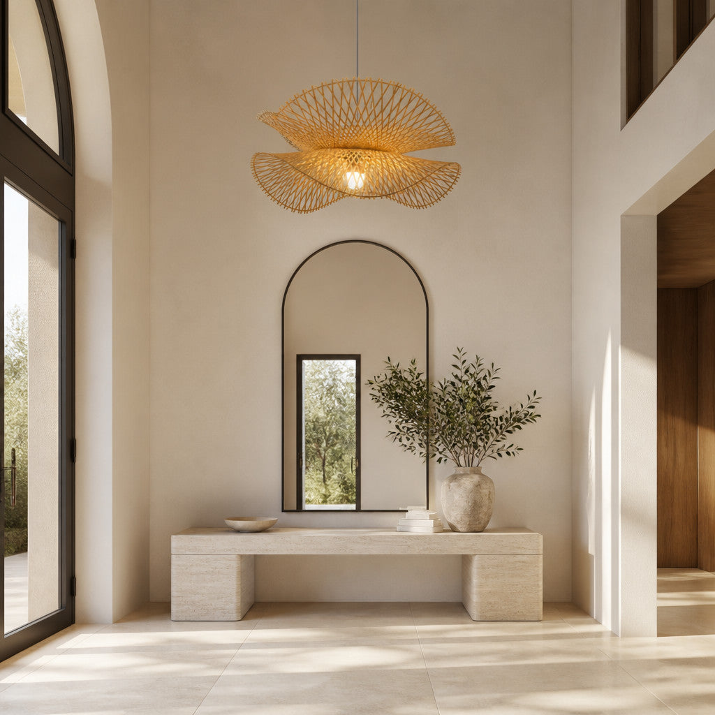 Suspension Luminaire Bambou Design Japonais – Forme Rayonnante