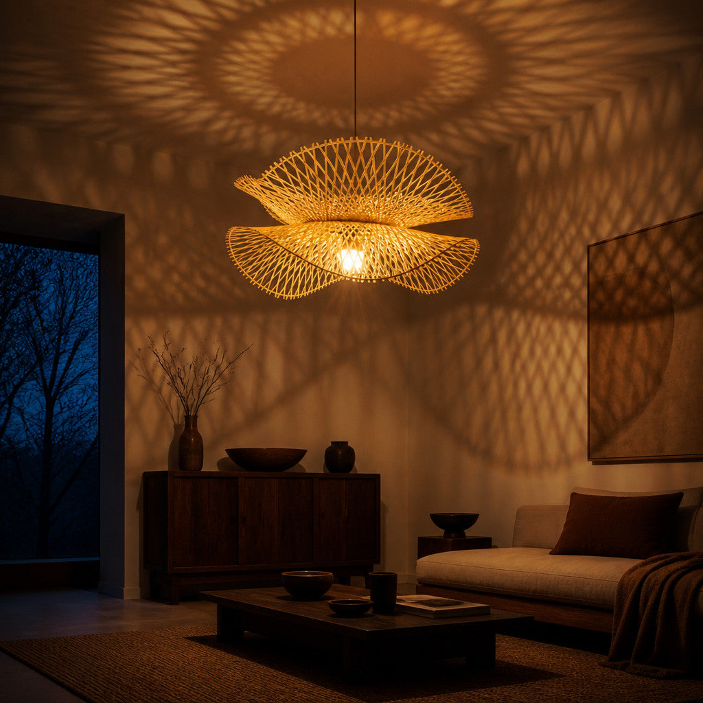 Suspension Luminaire Bambou Design Japonais – Forme Rayonnante