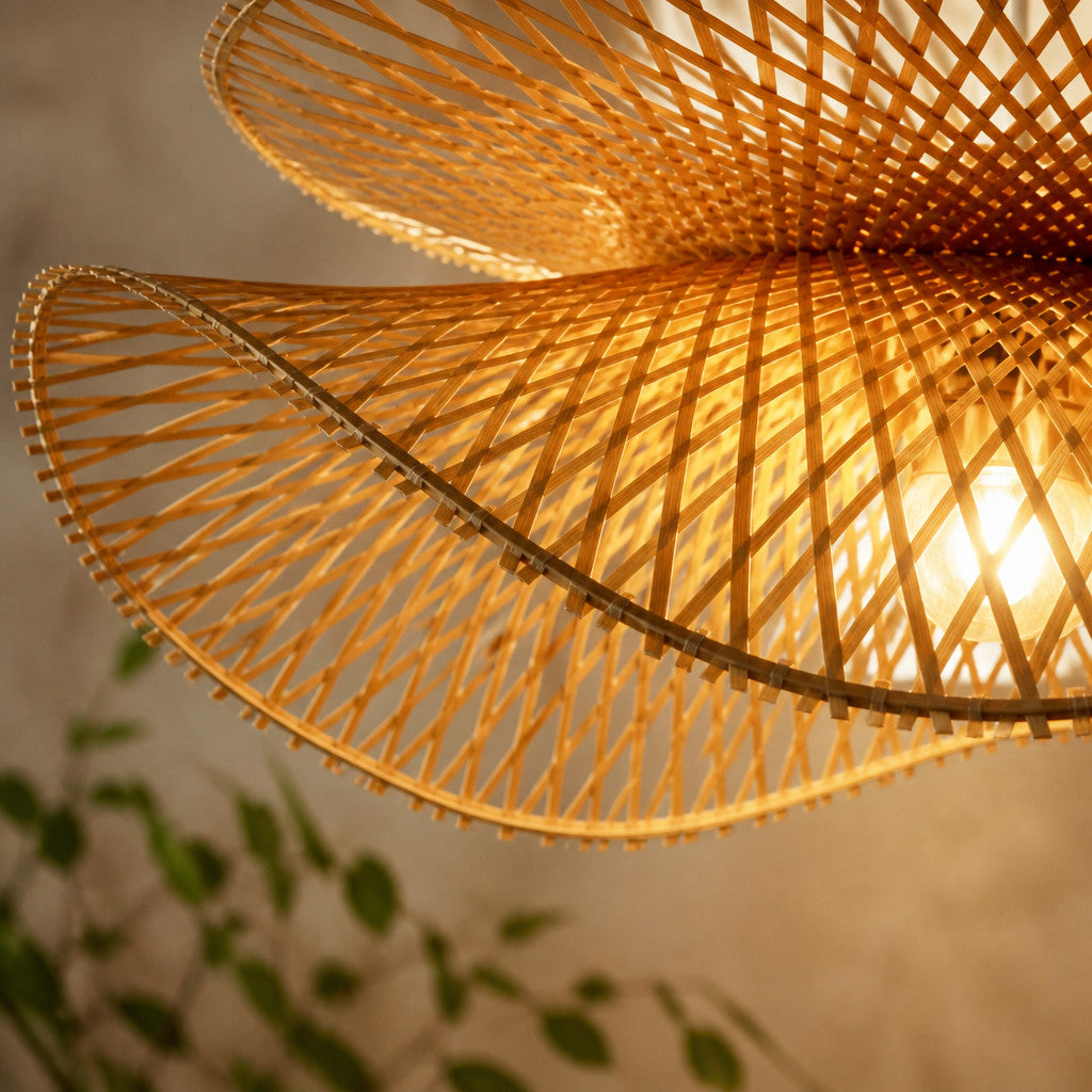 Suspension Luminaire Bambou Design Japonais – Forme Rayonnante