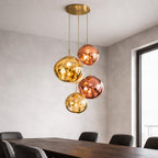 Suspension Luminaire Boule Verre Soufflé Effet Marbré – LED