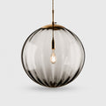 Suspension Luminaire Boule Verre Soufflé Strié – LED Intégrée
