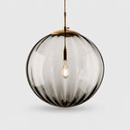 Suspension Luminaire Boule Verre Soufflé Strié – LED Intégrée