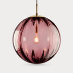 Suspension Luminaire Boule Verre Soufflé Strié – LED Intégrée