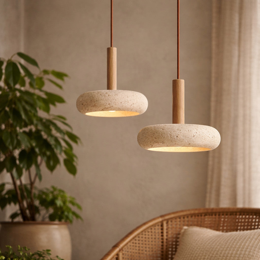 Suspension Luminaire Design Effet Pierre – LED Incluse