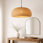 Suspension Luminaire Rotin Dôme Fait Main