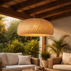 Suspension Luminaire Rotin Dôme Fait Main