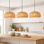 Suspension Luminaire Rotin Dôme Fait Main