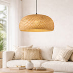 Suspension Luminaire Rotin Dôme Fait Main