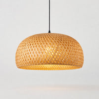 Suspension Luminaire Rotin Dôme Fait Main
