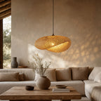 Suspension Luminaire Rotin Ovale Fait Main – Sans Ampoule