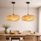 Suspension Luminaire Rotin Ovale Fait Main – Sans Ampoule